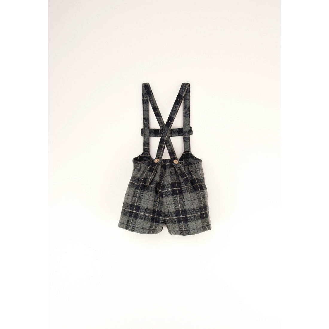 Popelin Grey Check Woollen Short Dungarees