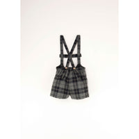 Popelin Grey Check Woollen Short Dungarees