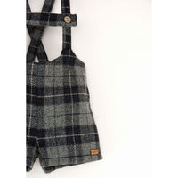 Popelin Grey Check Woollen Short Dungarees