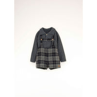 Popelin Grey Check Woollen Short Dungarees