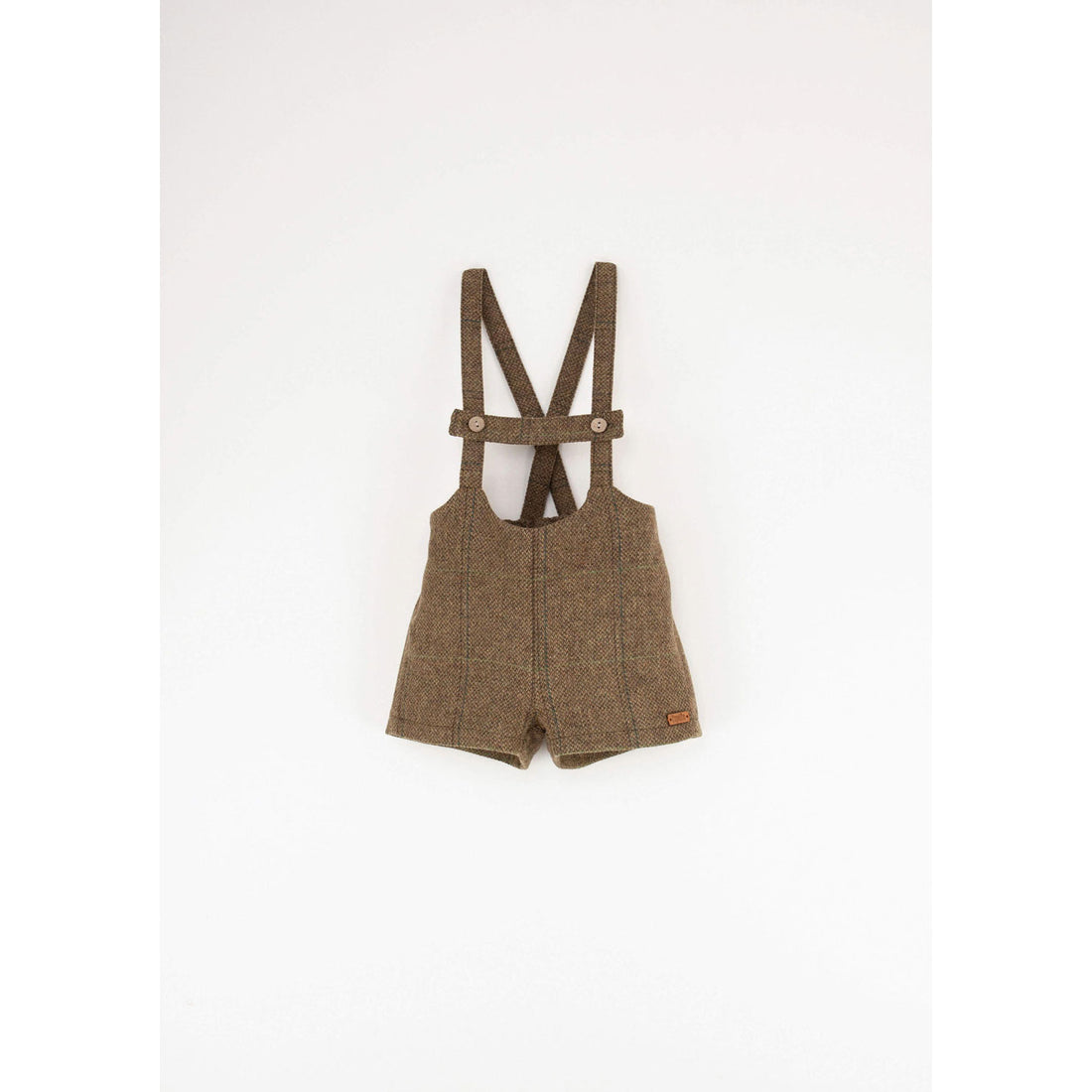 Popelin Green Check Woollen Short Dungarees