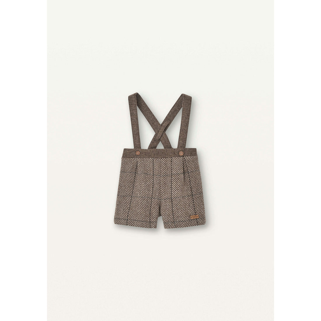 Popelin Brown Herringbone Crossover Strap Shorts
