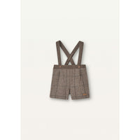 Popelin Brown Herringbone Crossover Strap Shorts