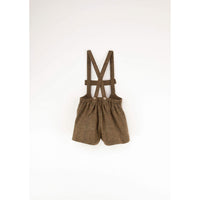 Popelin Green Check Woollen Short Dungarees