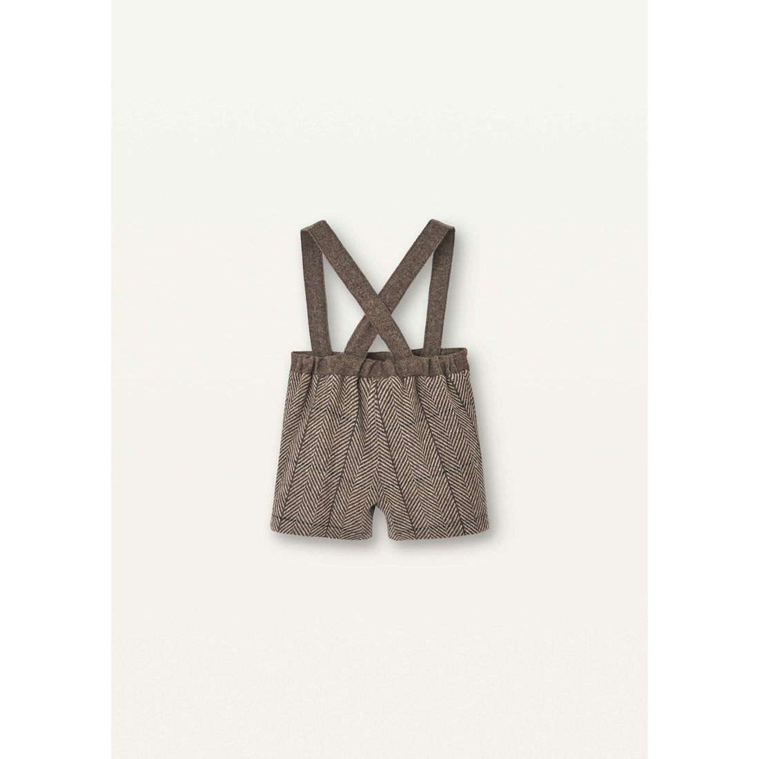Popelin Brown Herringbone Crossover Strap Shorts