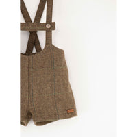Popelin Green Check Woollen Short Dungarees