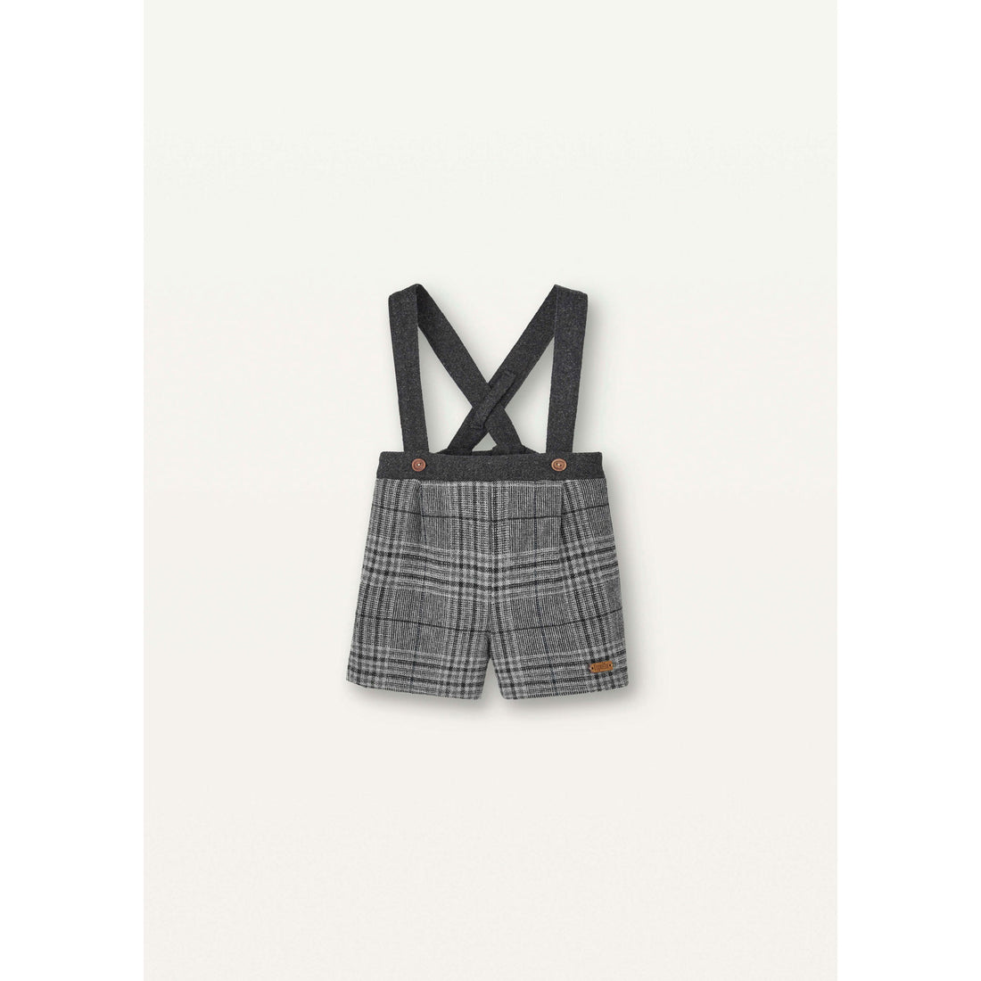 Popelin Grey Plaid Crossover Strap Shorts