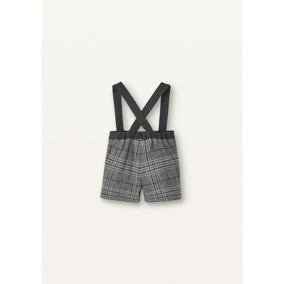 Popelin Grey Plaid Crossover Strap Shorts