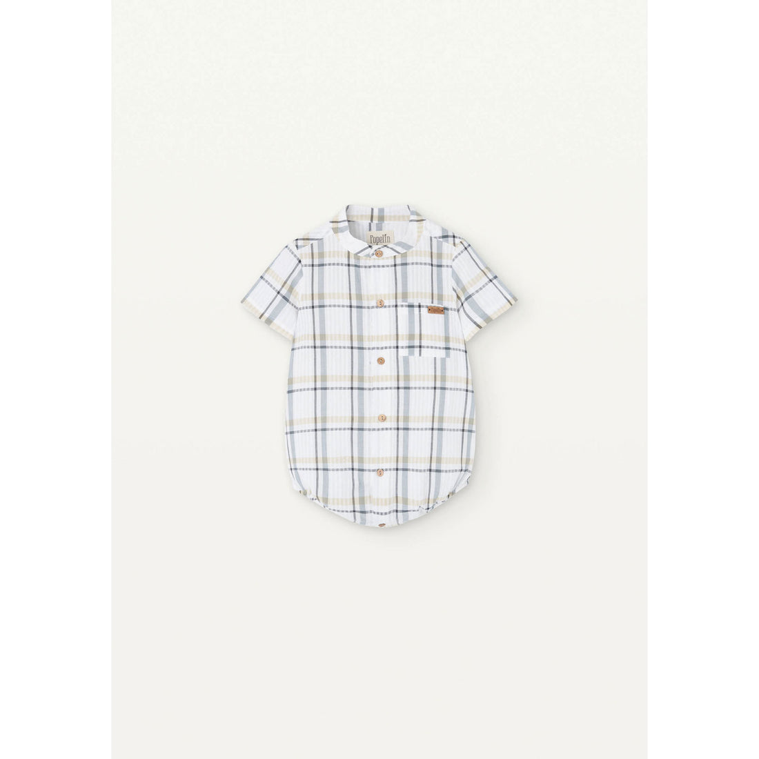 Popelin Blue Plaid Shirt Romper