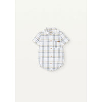 Popelin Blue Plaid Shirt Romper
