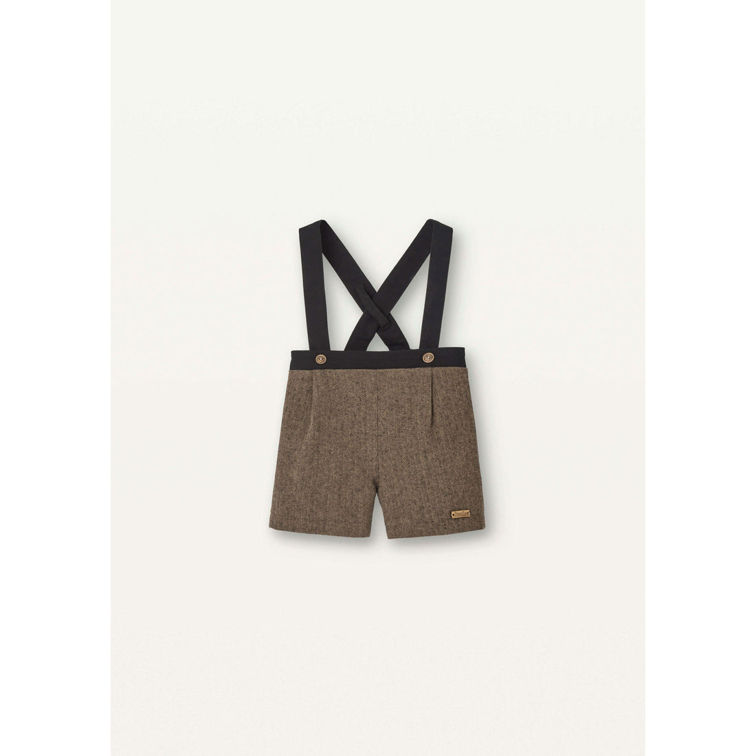 Popelin Brown Micro Herringbone Crossover Shorts