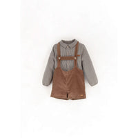 Popelin Ochre Short Dungarees