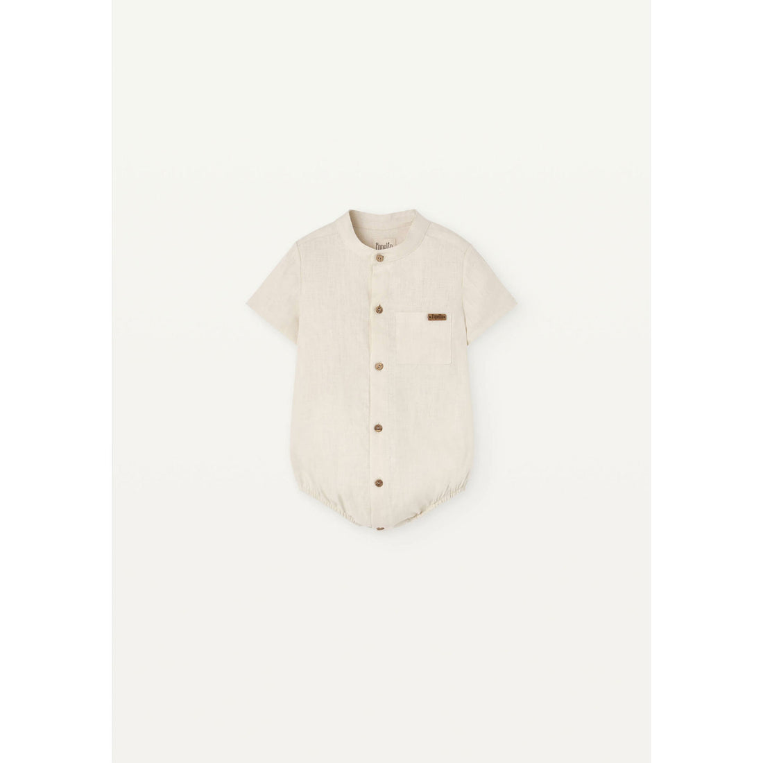 Popelin Off White Linen Shirt Romper