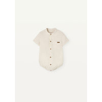 Popelin Off White Linen Shirt Romper
