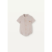 Popelin Sand Linen Shirt Romper