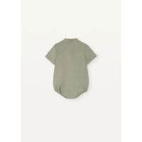 Popelin Green Linen Shirt Romper