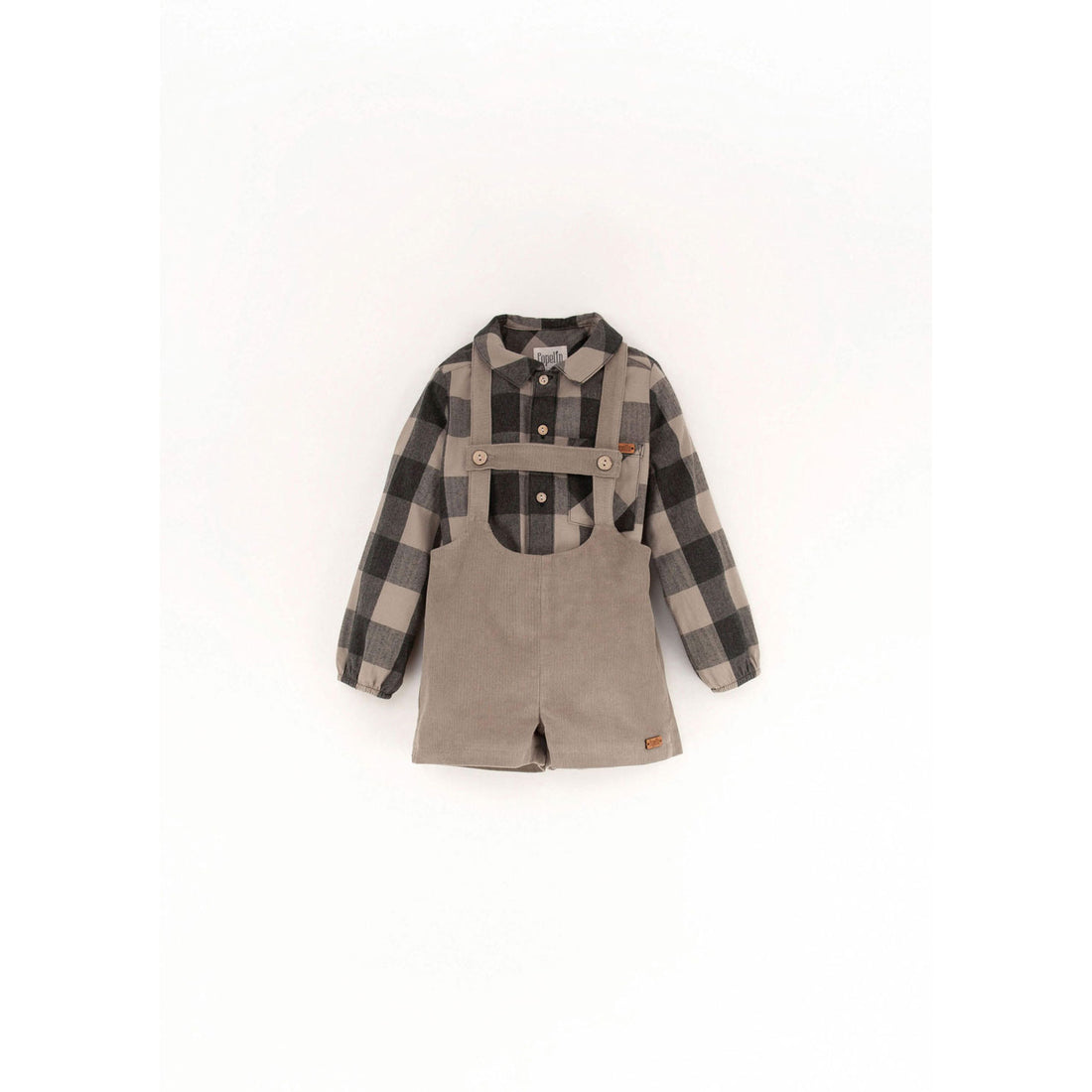 Popelin Taupe Short Dungarees