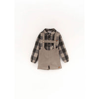 Popelin Taupe Short Dungarees