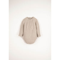 Popelin Beige Openwork Knit Romper