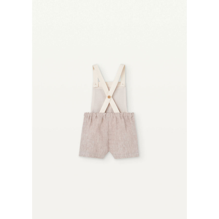 Popelin Sand Linen Contrasting Dungarees