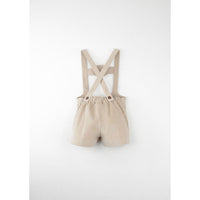 Popelin Beige Velvet Embroidered Short Dungarees