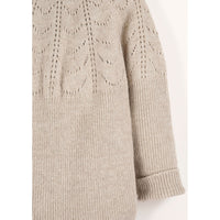 Popelin Beige Openwork Knit Romper