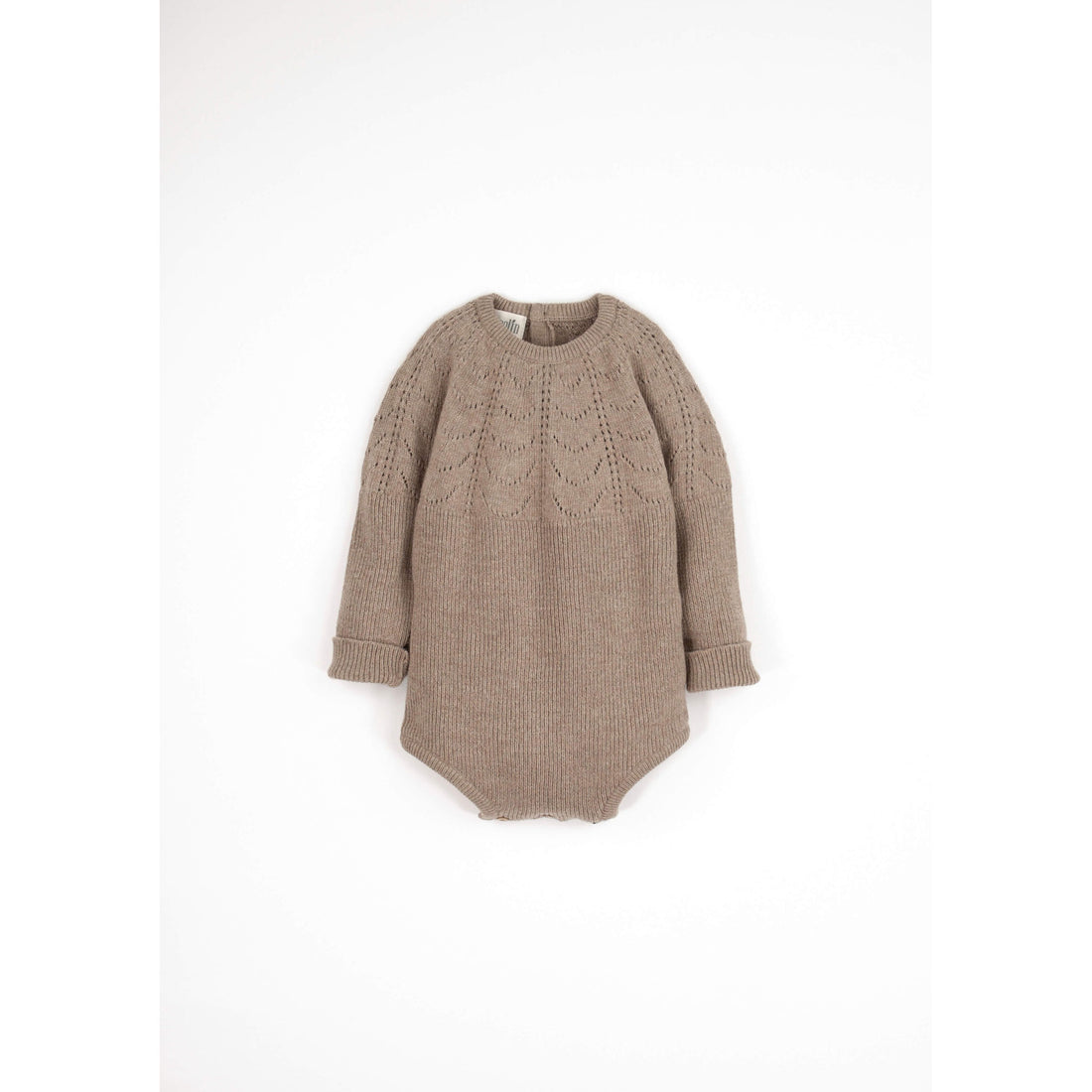 Popelin Camel Openwork Knit Romper