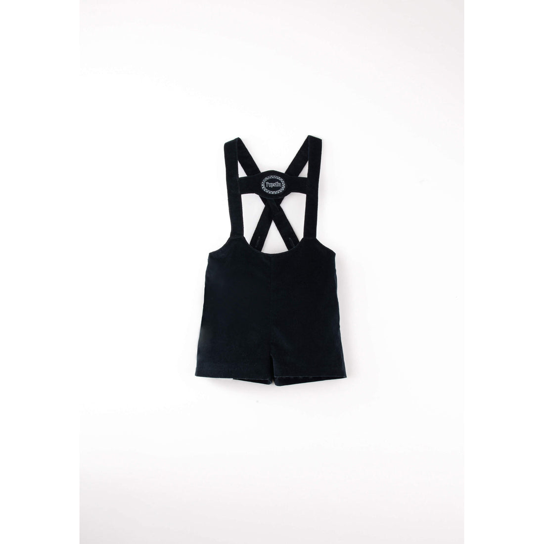Popelin Black Velvet Embroidered Short Dungarees
