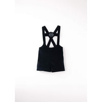 Popelin Black Velvet Embroidered Short Dungarees