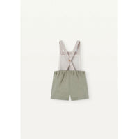 Popelin Green Linen Contrasting Dungarees