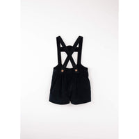 Popelin Black Velvet Embroidered Short Dungarees