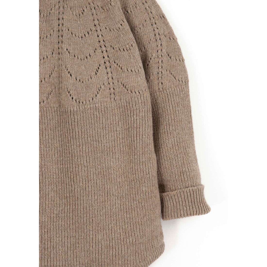 Popelin Camel Openwork Knit Romper