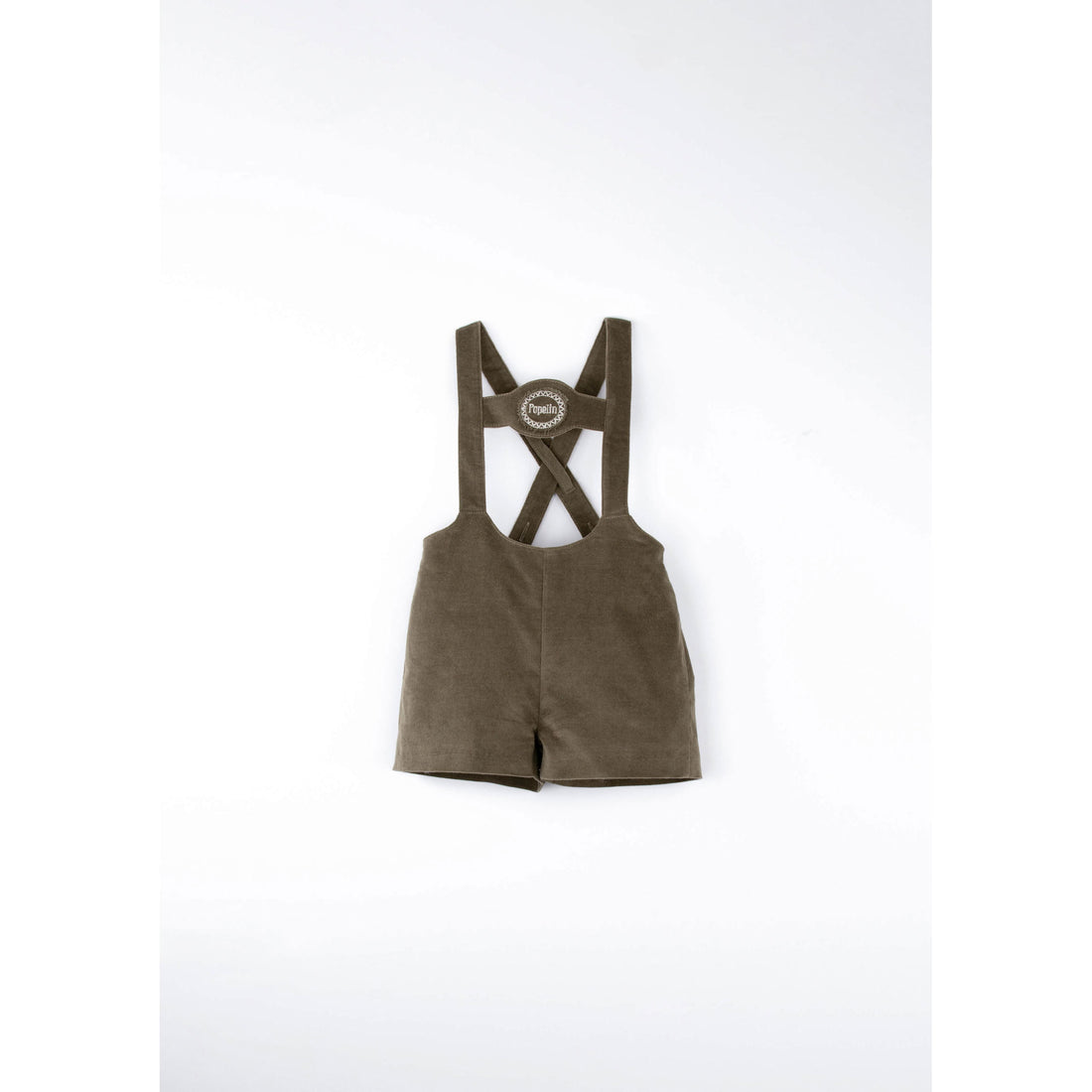 Popelin Green Velvet Embroidered Short Dungarees