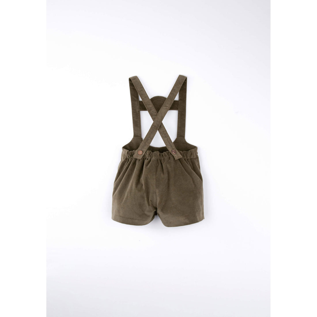 Popelin Green Velvet Embroidered Short Dungarees