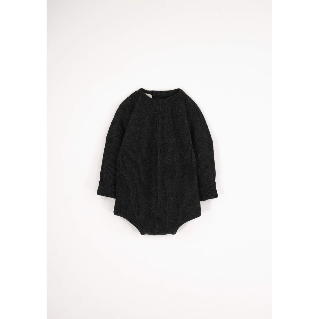 Popelin Dark Grey Openwork Knit Romper