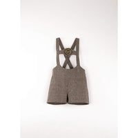 Popelin Brown Oxford Embroidered Short Dungarees