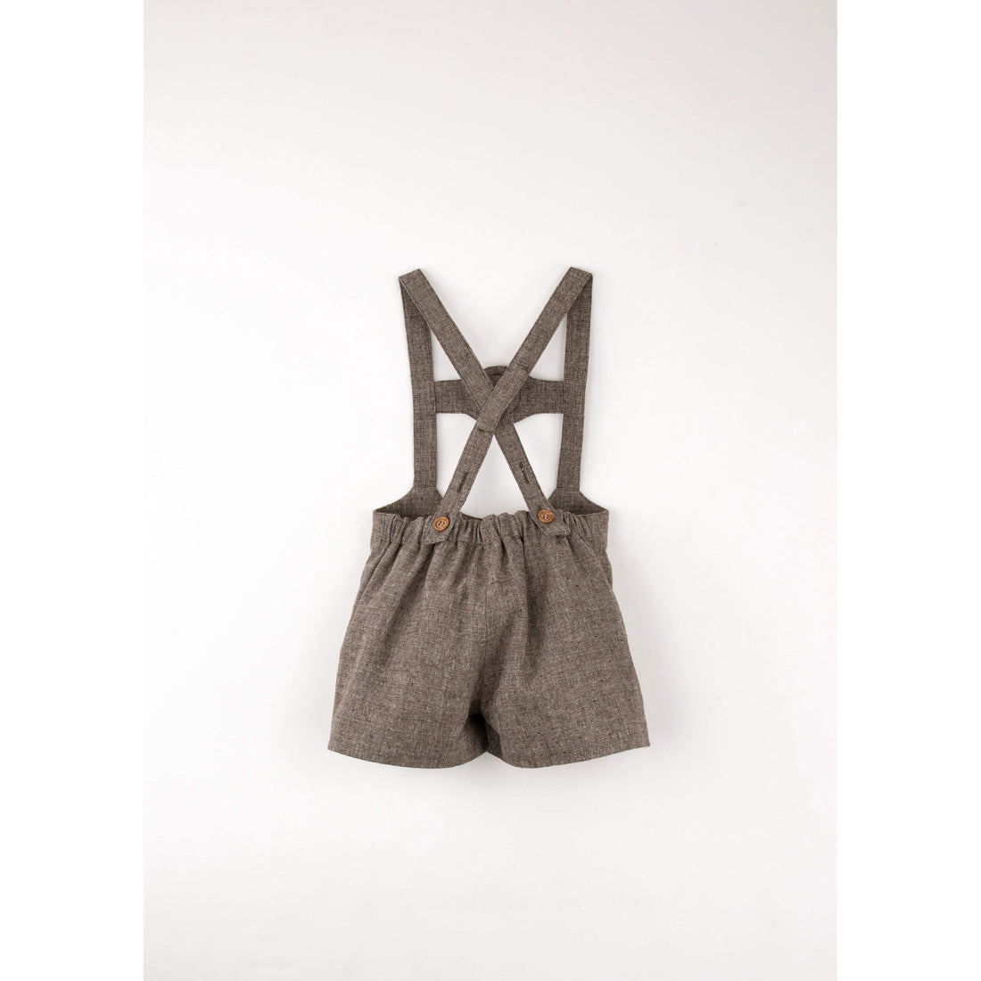 popelin / 25AW Brown dungarees サイズ2-3y Popelin Brown Oxford Embroidered Short Dungarees – Ladida