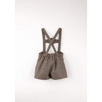 Popelin Brown Oxford Embroidered Short Dungarees