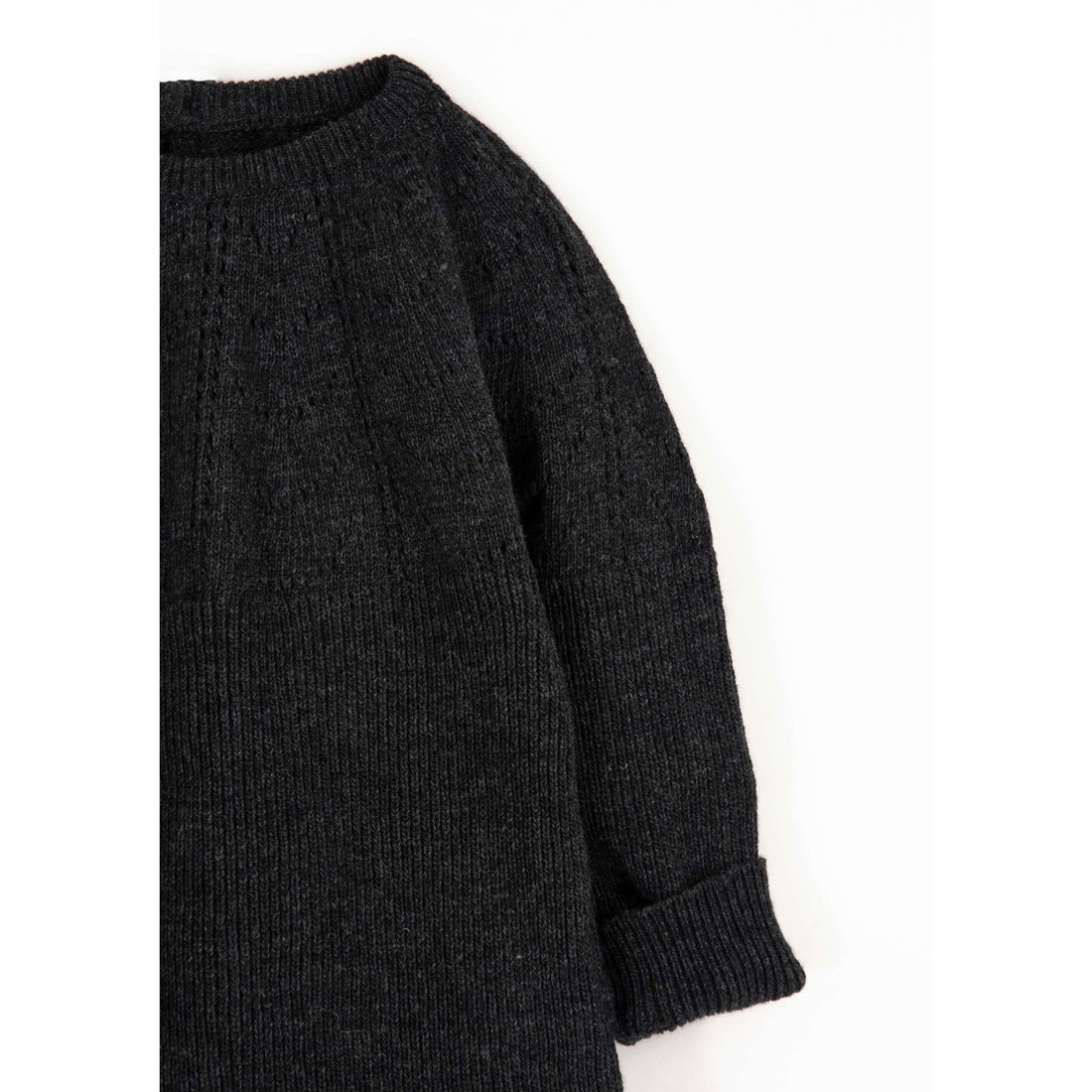 Popelin Dark Grey Openwork Knit Romper