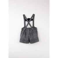 Popelin Grey Plaid Embroidered Short Dungarees