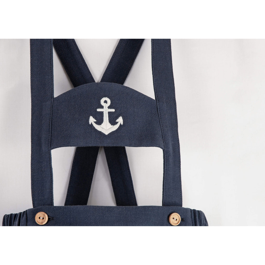 Popelin Navy Blue Anchor Strap Dungarees