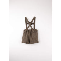 Popelin Brown Herringbone Embroidered Short Dungarees