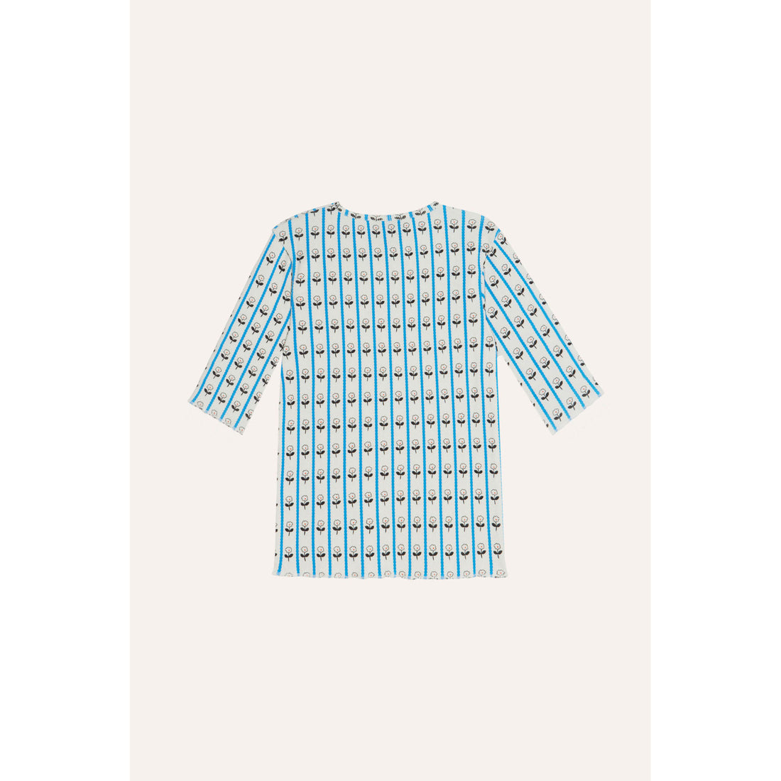 The Campamento Ecru Flower Ribbed 3/4 Sleeve T-Shirt
