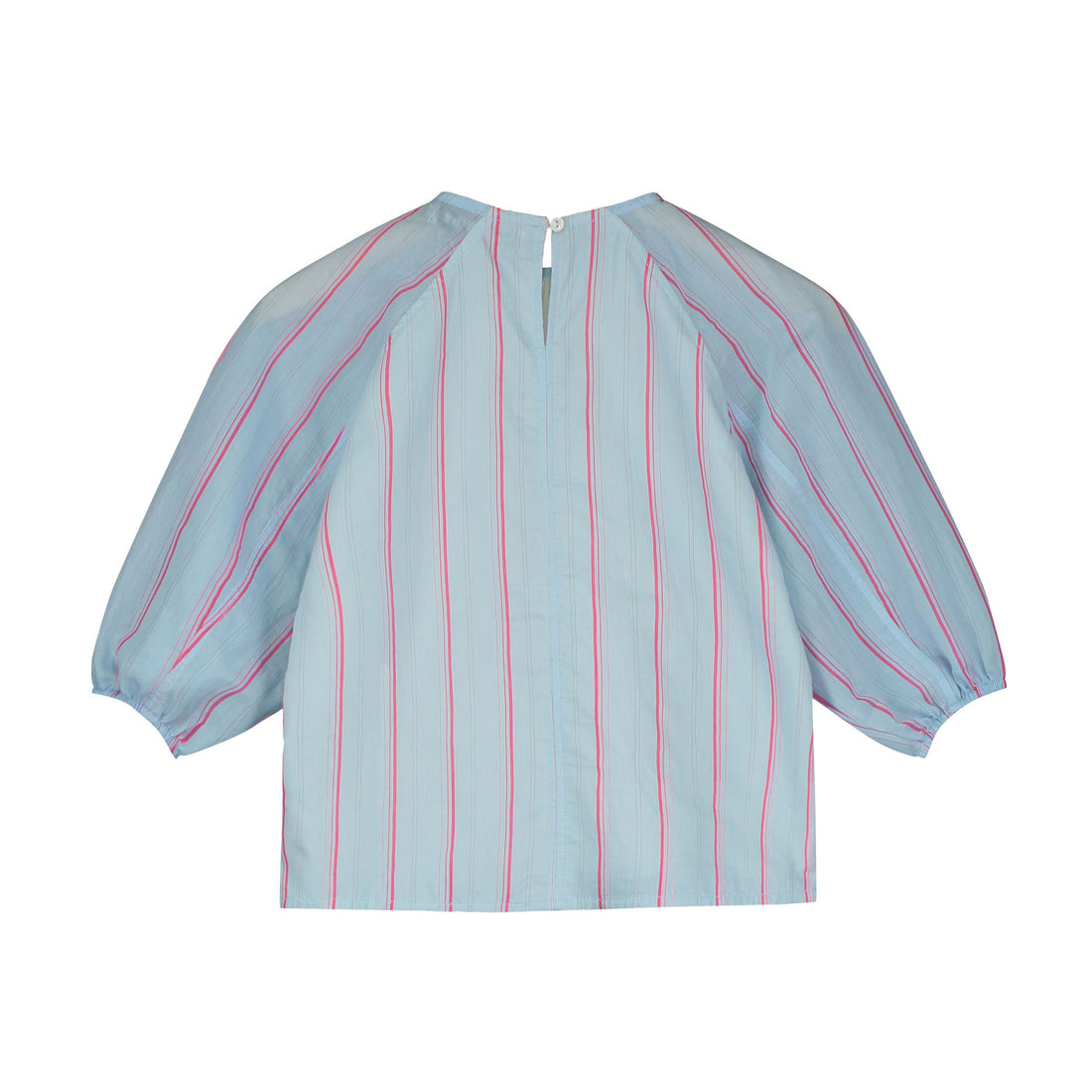 Tangerine Blue Striped Puff Sleeve Blouse
