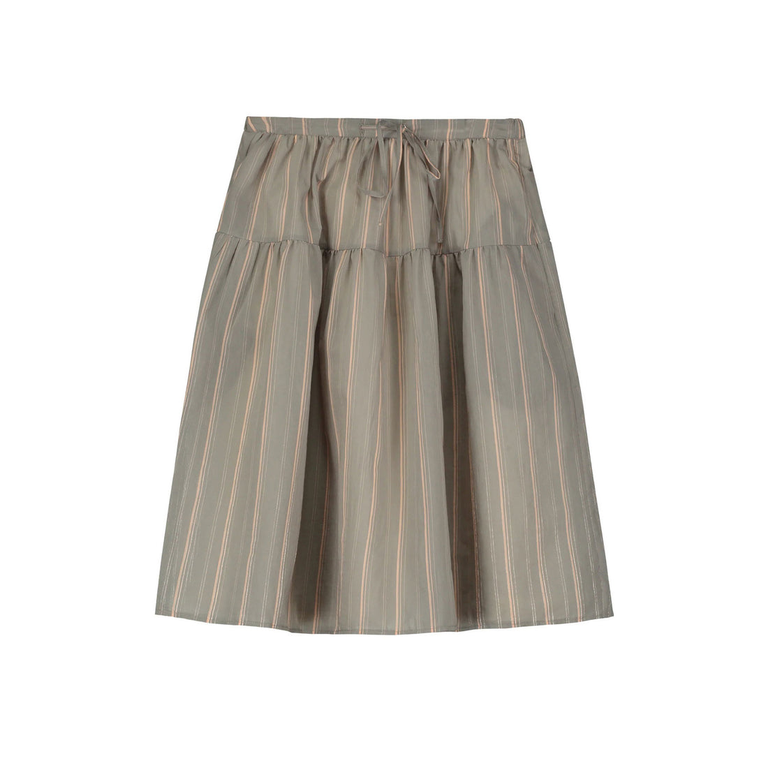 Tangerine Green Striped Midi Skirt