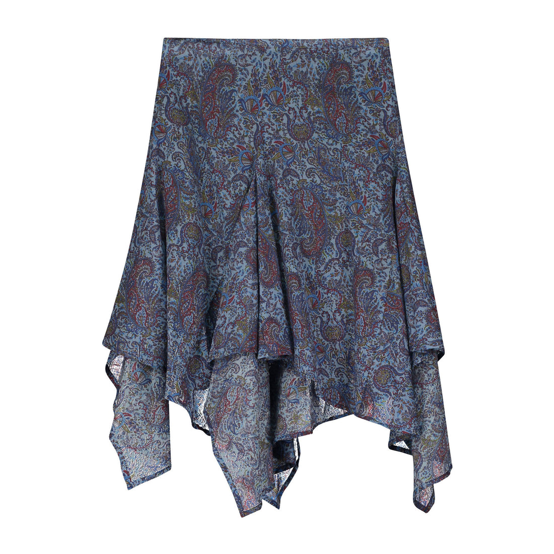 Tangerine Navy Paisley Asymmetrical Skirt