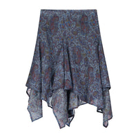 Tangerine Navy Paisley Asymmetrical Skirt