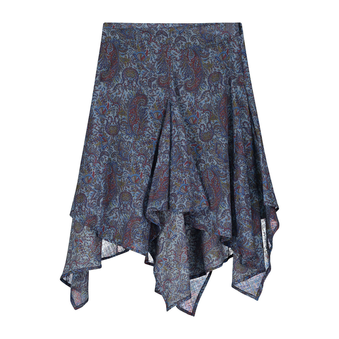 Tangerine Navy Paisley Asymmetrical Skirt