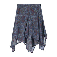 Tangerine Navy Paisley Asymmetrical Skirt