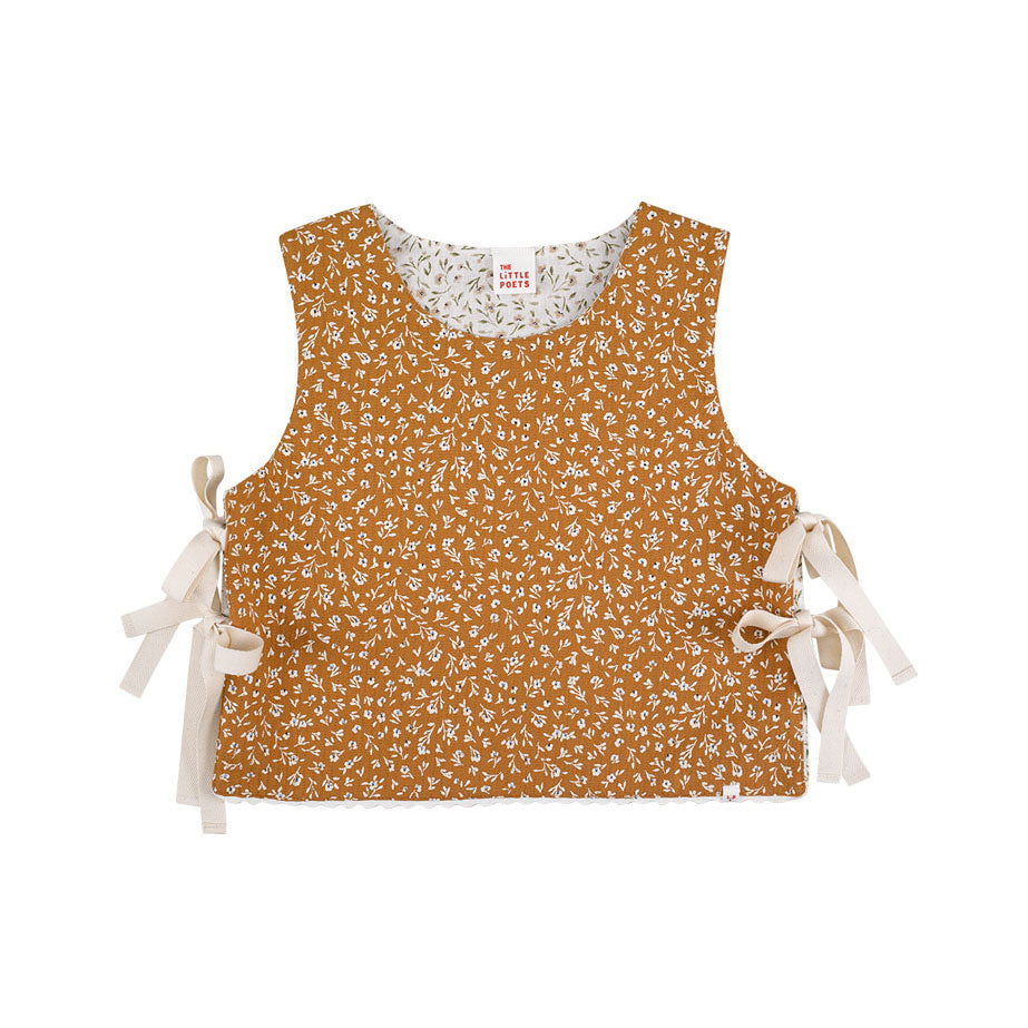 The Little Poets Caramel Flower Reversible Louise Vest